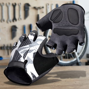 Gants de cyclisme demi-doigts avec imprimé géométrique, maille respirante, unisexes, pour l'été et le fitness - Product Image 5