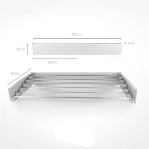 Séchoir à linge mural extensible compact pour intérieur/extérieur, noir et blanc, en métal et plastique, emballage pour envoi postal - Product Image 1