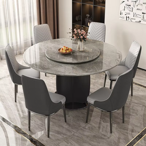Tavolo da pranzo di lusso e sedia Set, adatto per piccoli appartamenti, dotato di una funzione giradischi, moderno stile minimalista. - Product Image 2