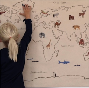 Tapiz colgante de pared de <span class=keywords><strong>tela</strong></span> de estilo nórdico bordado de animales lienzo arte de pared decoración de pared de habitación de niños - Product Image 2