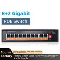 Switch PoE Gigabit 8 ports avec Watchdog, VLAN, extension 250m, boîtier en acier mat, Plug and Play, sans configuration