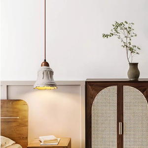 โคมไฟเพดานสไตล์วบิซาบิแบบญี่ปุ่น โคมไฟ LED ซีเมนต์ 3 หัว สำหรับบาร์/โต๊ะกาแฟ โคมไฟห้องนอน โคมไฟระย้า - Product Image 6