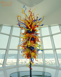 Moderner Handgeblasener Murano-<span class=keywords><strong>Glas</strong></span>-Blasen-LED-Kronleuchter mit Doppelspannung Anpassbare Große Lange Pendelleuchte 10-Jahres-Garantie - Product Image 1