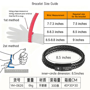 European American Retro Leather Bracelet Black Braided <b>Magnetic</b> <b>Clasp</b> Cross Design Unisex Gift Jewelry 7.5 8.5 9 Inches - Product Image 4