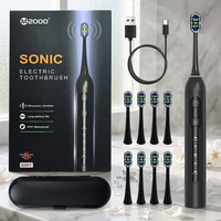 Ensemble de brosses à dents électriques rechargeables, poils doux, étanches IPX7, 5 modes, blanchiment des dents pour adultes, usage domestique, batterie longue durée