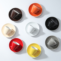 Ensemble de tasses à café en céramique personnalisées, colorées, pour espresso, thé au lait, latte, café, avec soucoupe