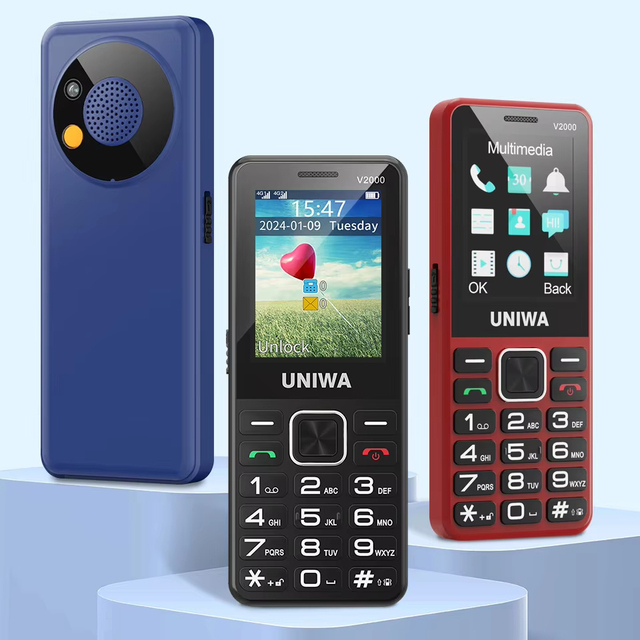 4G SIM V2000 Unlocked 2.4 Inch Fashion Design Keypad Classic Bar Phone Old Man Senior Citizens Feature Phone