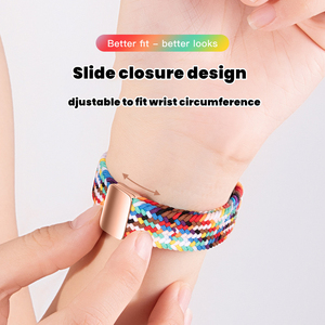 สายรัดข้อมืออัจฉริยะปรับได้สายรัดแม่เหล็กริบบิ้นถักระบายอากาศสายไนล่อนยืดหยุ่นสำหรับแอปเปิ้ล - Product Image 3