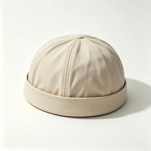 Gorra Docker de Algodón al por Mayor para Hombre, con Logotipo Personalizado, 6 Paneles, Beige, Sin Visera, Bordado 3D, para Uso Diario al Aire Libre - Product Image 5
