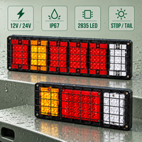 Feu arrière combiné HSSH 65 LED pour camion et remorque, 24V IP67, avec fonctions Stop, Clignotant et Marche arrière, et grille de protection en fer