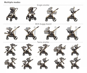 Poussette double multifonctionnelle pliable pour enfants, siège auto pour nourrissons, tout-petits, nouveau-nés, jumeaux, poussette de voyage pour bébé - Product Image 2
