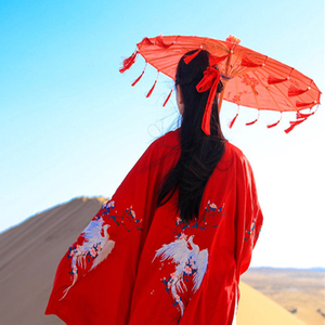 중국 스타일 실크 장식 파라과이 사진 공연 댄스 파라솔 술과 수제 기름칠 종이 우산 - Product Image 2