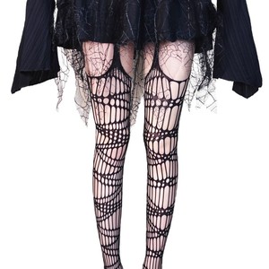 Japanese Dark Y2K Thigh High Fishnet Stockings Gothic Harajuku Mesh Pantyhose Women 15D Transparent Leggings - Product Image 5