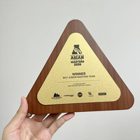 Plaque de certificat en bois en forme de triangle de gravure personnalisée de 20x18cm avec MH-N430 de plaque d'or et d'argent