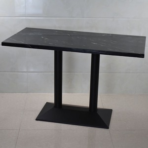 Mármol de superficie sólida y piedra de cuarzo Mesa de comedor provincial francesa Muebles de restaurante negros - Product Image 3