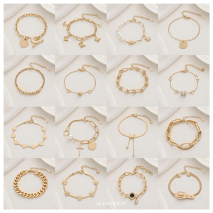 Galeria de Pulseiras de Berloques |   Pulseiras Ajustáveis de Aço Inoxidável com Revestimento em Ouro PVD 18K para Mulheres |   À Prova D'Água e Sem Manchas - Product Image 6