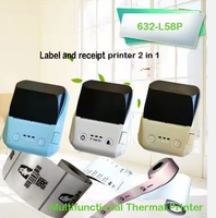 Mini impresora térmica portátil de 58mm, etiqueta móvil de recibo pequeño, pegatina de matriz de puntos de código de barras, impresora POS, impresora de facturas