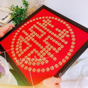 Chino hecho a mano DIY feliz moneda Baxi imagen nuevo marco de decoración de habitación de boda para enviar el nudo boudoir gratis