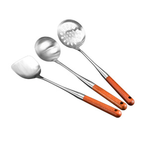 Espátula y cuchara de cocina de acero inoxidable con mango de palisandro, juego de utensilios de cocina resistentes al calor para freír, cuchara para sopa, herramientas para wok - Product Image 2