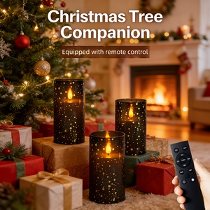 <span class=keywords><strong>Bougie</strong></span> LED sans flamme avec un motif floral à pois dorés, <span class=keywords><strong>bougie</strong></span> LED à piles avec une <span class=keywords><strong>grande</strong></span> télécommande noire - Product Image 2