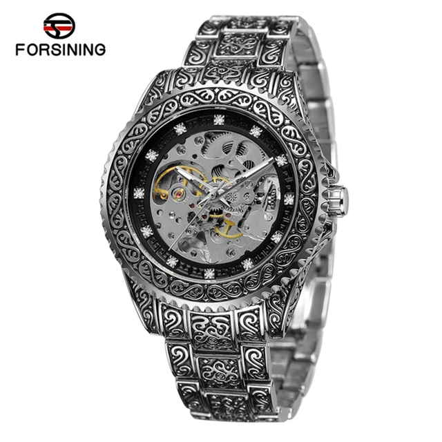 FORSINING 8213 Ready to Ship Ornate Top Quality New Design Original on Sale Personalized Men Quartz Watches Stainless Steel Band