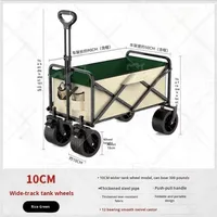 Chariot de camping pliable d'extérieur, chariot de pique-nique, remorque de camping à quatre roues, capacité 150L, chariot de courses pour marché nocturne et rangement