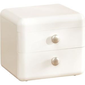 Jewelry Box With Two <b>Drawers</b> <b>Plastic</b> White Gold Handles 12x10x11 Cm For Jewelry <b>Storage</b> Organizer - Product Image 1