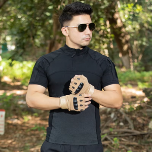 Commercio all'ingrosso della fabbrica dello sviluppo all'aperto dell'abbigliamento del camuffamento della manica corta della tuta nera di addestramento tattico della tuta - Product Image 5