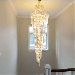 Zeal Lighting Contemporáneo Escalera larga Hotel Colgante Lujo Led Cristal Luces de techo Candelabros Grandes - Product Image 4