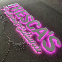 Vente directe d'usine, enseignes rétroéclairées LED 3D blanches et roses mates, enseignes personnalisées pour les devantures de magasins, enseignes murales/suspendues