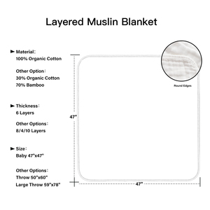 Couverture en mousseline épaisse 6 couches pour nouveau-né, fille et garçon, en coton, personnalisable, écologique et durable, pour bébé, directement de l'usine - Product Image 2