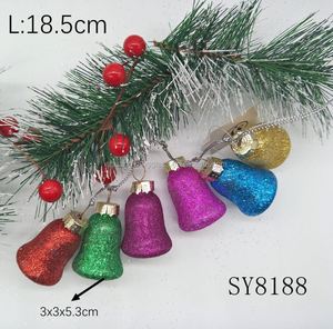 นาฬิกาแก้วคริสต์มาสลายเพ้นท์มือประดับกลิตเตอร์หลากสี ขนาด 3*3*5.3 ซม. ดีไซน์ใหม่ปี 2024 สำหรับตกแต่งต้นคริสต์มาส - Product Image 3