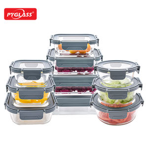 PYGLASS vente chaude récipient alimentaire en verre avec couvercle en verre trempé ensemble de récipients de stockage des aliments en verre - Product Image 1