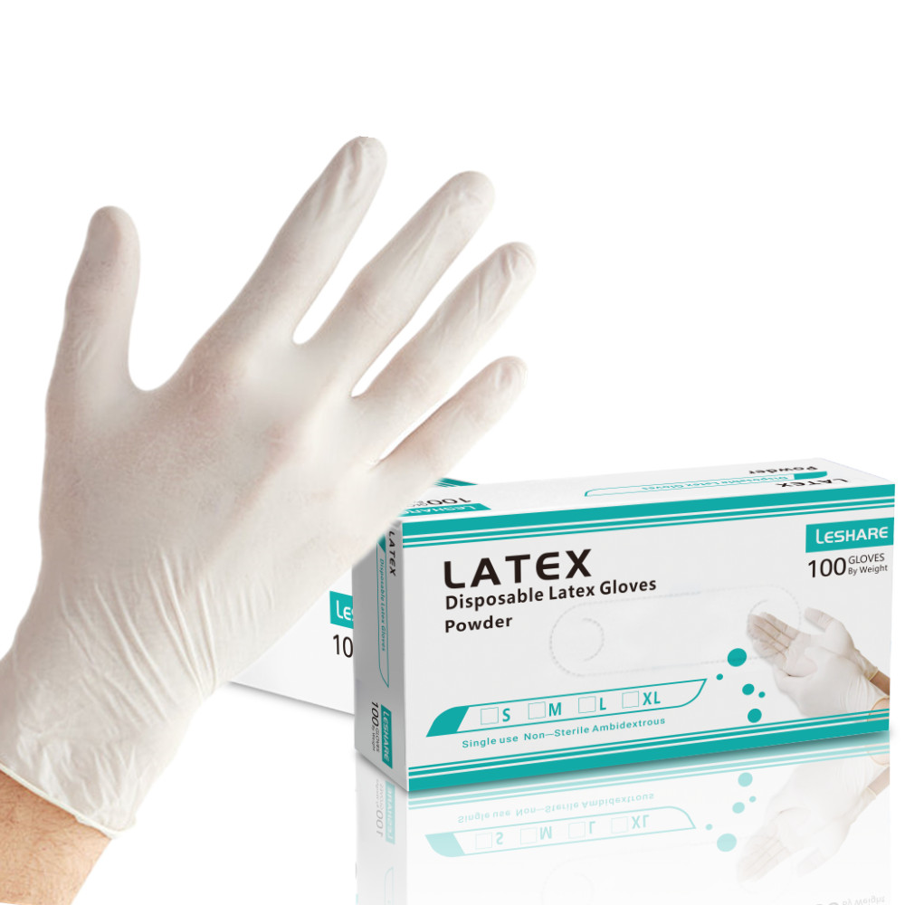 Hoge Kwaliteit En Monster Gratis Mikeywhite Poeder Gratis Industriële Tuin Latex Handschoenen Nieuw Product Voor Leshare LS-LPM5.0/LS-LPFM5.0