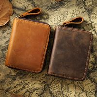 Porte-cartes en cuir véritable Crazy Horse avec blocage RFID, porte-monnaie court pour homme, porte-cartes de visite pour homme