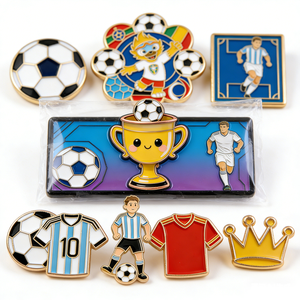 Insignia Metálica Personalizada de Fábrica con Logotipo, Impresión UV, Forma de Balón de Fútbol, Pin Esmaltado con Banda Suave o Rígida - Product Image 2