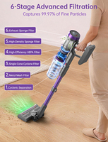 Aspirateur à main sans fil 60KPa 600W 4 modes de vitesse Mode automatique intelligent Longue autonomie Tige flexible Charge rapide Utilisation en voiture