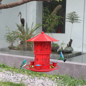 ที่ให้อาหารนกแบบโลหะสำหรับสวนกลางแจ้งรูปทรงบ้านนกฮัมมิงเบิร์ด - Product Image 1