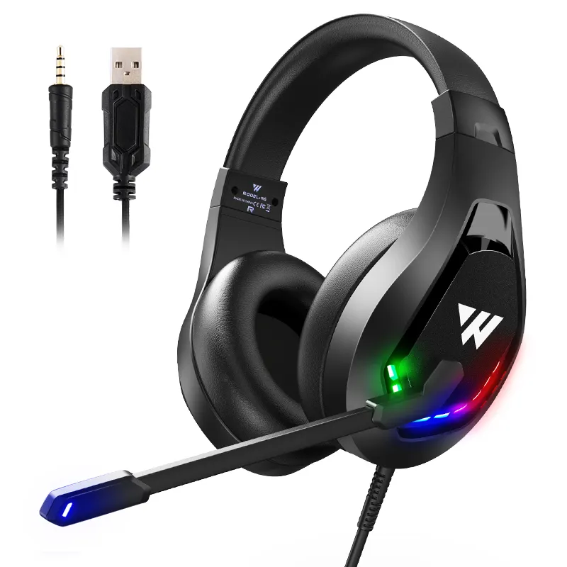 M6 fones de ouvido gamer com fio, fone de ouvido para computador rgb, jogos para ps4, xbox one, pc