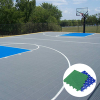 Dalles de sol professionnelles pour terrains de basketball extérieurs, haute absorption des chocs, revêtement sportif en PP emboîtable, 16 mm, double couche, grille croisée
