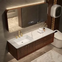 Perlengkapan Kamar Mandi Kayu, Kabinet Kamar Mandi dengan Meja Batu Kuarsa