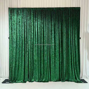 Lujo verde esmeralda 10 FT 12 FT 14FT terciopelo triturado telón de fondo cortinas cortina de terciopelo personalizado boda banquete eventos Decoración - Product Image 2