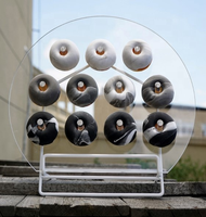 Panneau mural à donuts en acrylique blanc, pour fête en plein air, moderne, 2 pièces, avec présentoir