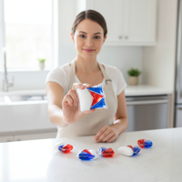 Capsules de détergent lave-vaisselle 3D solides écologiques, faciles à utiliser, sans phosphate, pour un nettoyage en profondeur
