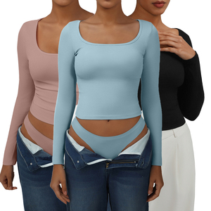 Haut de yoga à manches longues très élastique style LL, couleur unie, sportif et sexy, réversible et respirant, grande taille pour la saison d'automne - Product Image 1