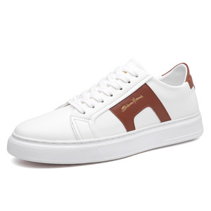 Zapatillas Casuales para Hombre, Blancas, Punta Redonda, con Cordones, Suela de Goma, Entresuela de EVA, para Todas las Temporadas, Estilo Sólido, Zapatos para Caminar - Product Image 5
