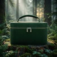 Sac de toilette vert forêt Designer 2026 |   Artisanat haut de gamme pour des emballages de beauté durables et luxueux
