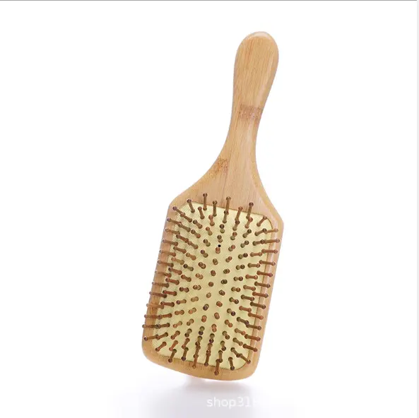 Toptan özel Logo bambu saç fırçası çevre dostu ahşap bambu Detangling Paddle saç fırçası