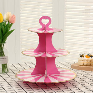 Piatti da Dessert a 3 livelli Mini torte espositore per caramelle alla frutta torre vassoio per biscotti supporto per Buffet di caramelle supporto per Cupcake in cartone - Product Image 4