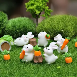 Wit Konijn Figuur Miniaturen Pasen Beeldjes Mini Landschap Home Decor Diy Fairy Garden Decor Hars Ambachtelijke Woonaccessoires